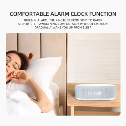 Wireless Chargers Pad Stand Phone 15W Fast Charging Dock Alarm Bedroom Lamp Night Light Desktop Clock Temperature Thermometer